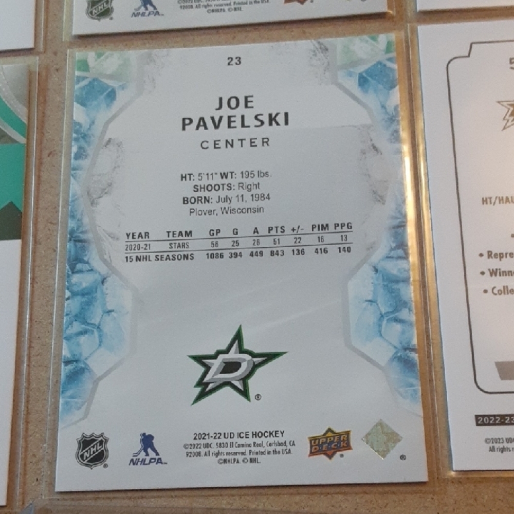 Joe Pavelski Dallas Stars Hockey Trading Cards Set - Picture 8 of 16